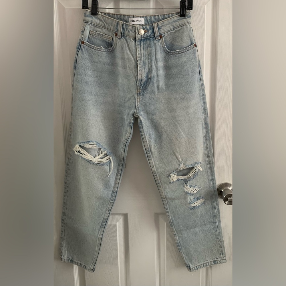 Zara Light Blue Distressed Jeans